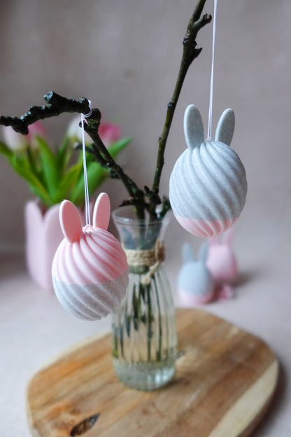 Swirl Hasen Anhänger – 3D Druckdatei STL & 3MF | Moderne Osterdeko zum Aufhängen