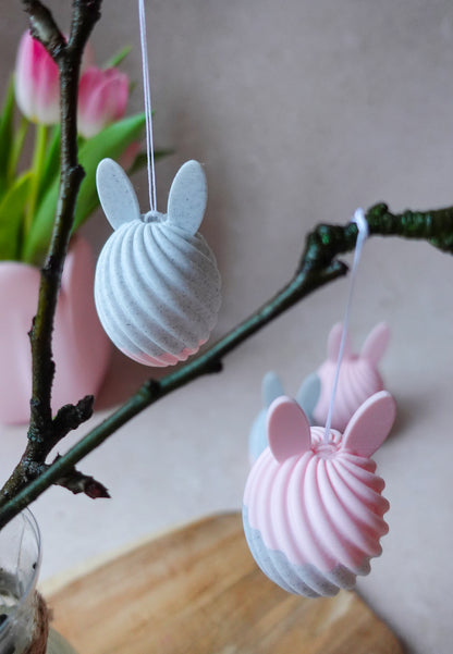 Swirl Hasen Anhänger – 3D Druckdatei STL & 3MF | Moderne Osterdeko zum Aufhängen