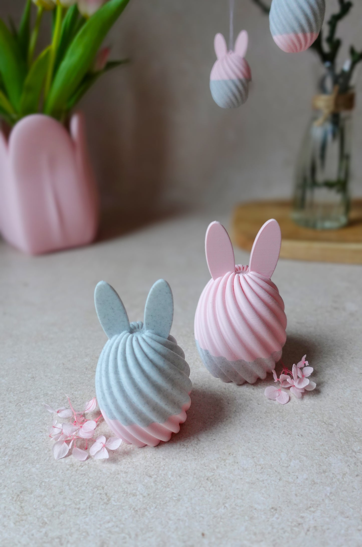 Swirl Bunny Egg – 3D Druckdatei STL & 3MF | Moderne Osterdeko im Scandi Stil