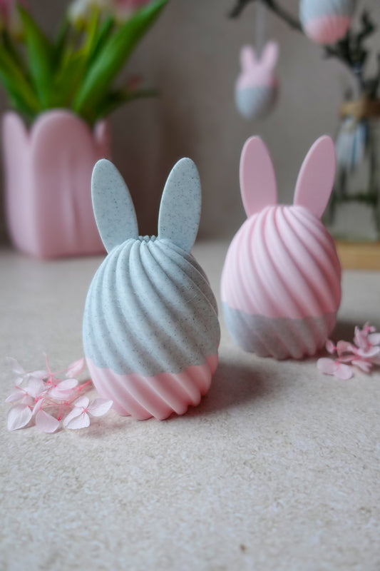 Swirl Bunny Egg – 3D Druckdatei STL & 3MF | Moderne Osterdeko im Scandi Stil