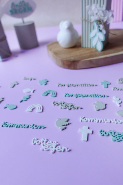 Streudeko Kommunion Taufe Konfirmation | 3D Druck Datei Set | Christliche Tischdeko DIY | STL Bundle