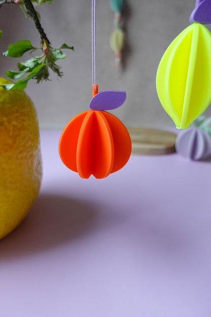 Zitrusfrüchte Deko für 3D Druck – Zitrone & Orange als Anhänger oder Girlande (STL & 3MF)