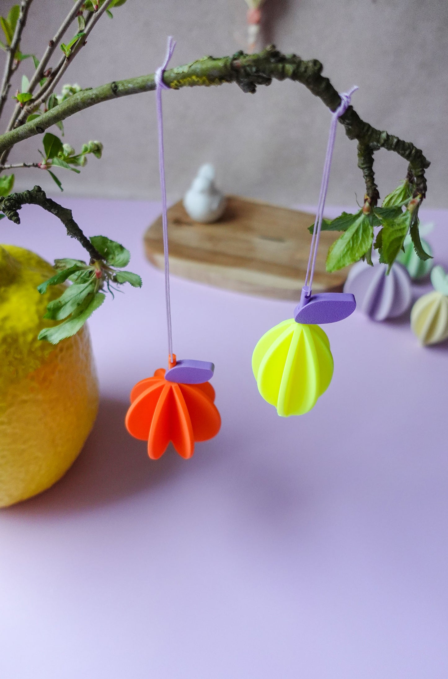 Zitrusfrüchte Deko für 3D Druck – Zitrone & Orange als Anhänger oder Girlande (STL & 3MF)