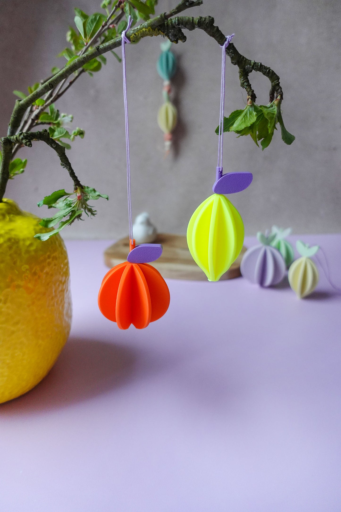 Zitrusfrüchte Deko für 3D Druck – Zitrone & Orange als Anhänger oder Girlande (STL & 3MF)