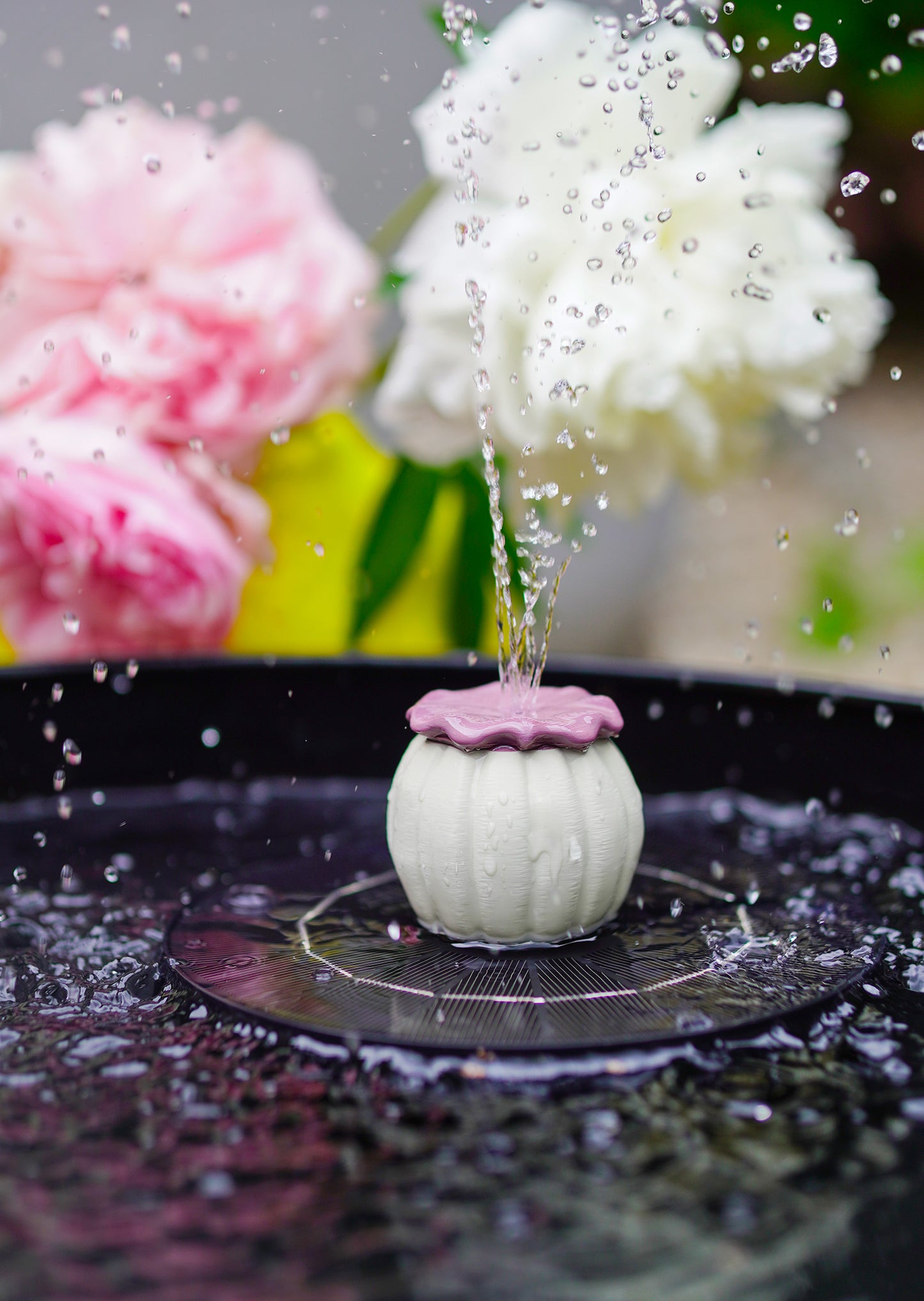 Mohn Solarbrunnen Aufsatz STL | Mohnkapsel Brunnen Deko | 3D Druck Datei für Solarbrunnen