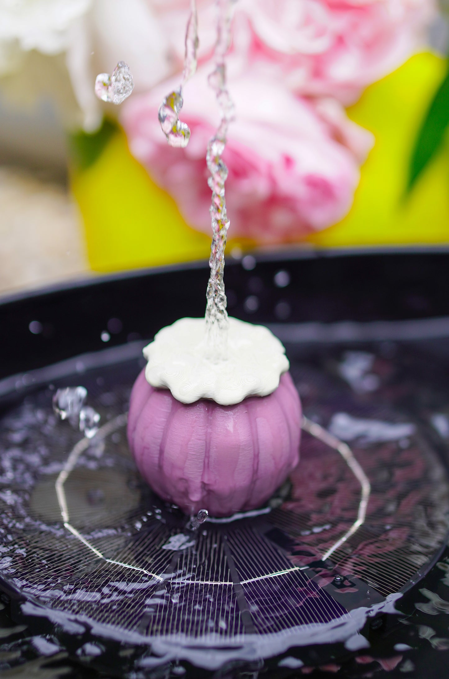 Mohn Solarbrunnen Aufsatz STL | Mohnkapsel Brunnen Deko | 3D Druck Datei für Solarbrunnen