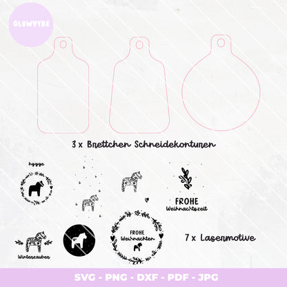 Laserdatei-Set Hygge Brettchen – 3 Brettchenformen & 7 Motive | SVG, DXF, PNG, JPG, PDF