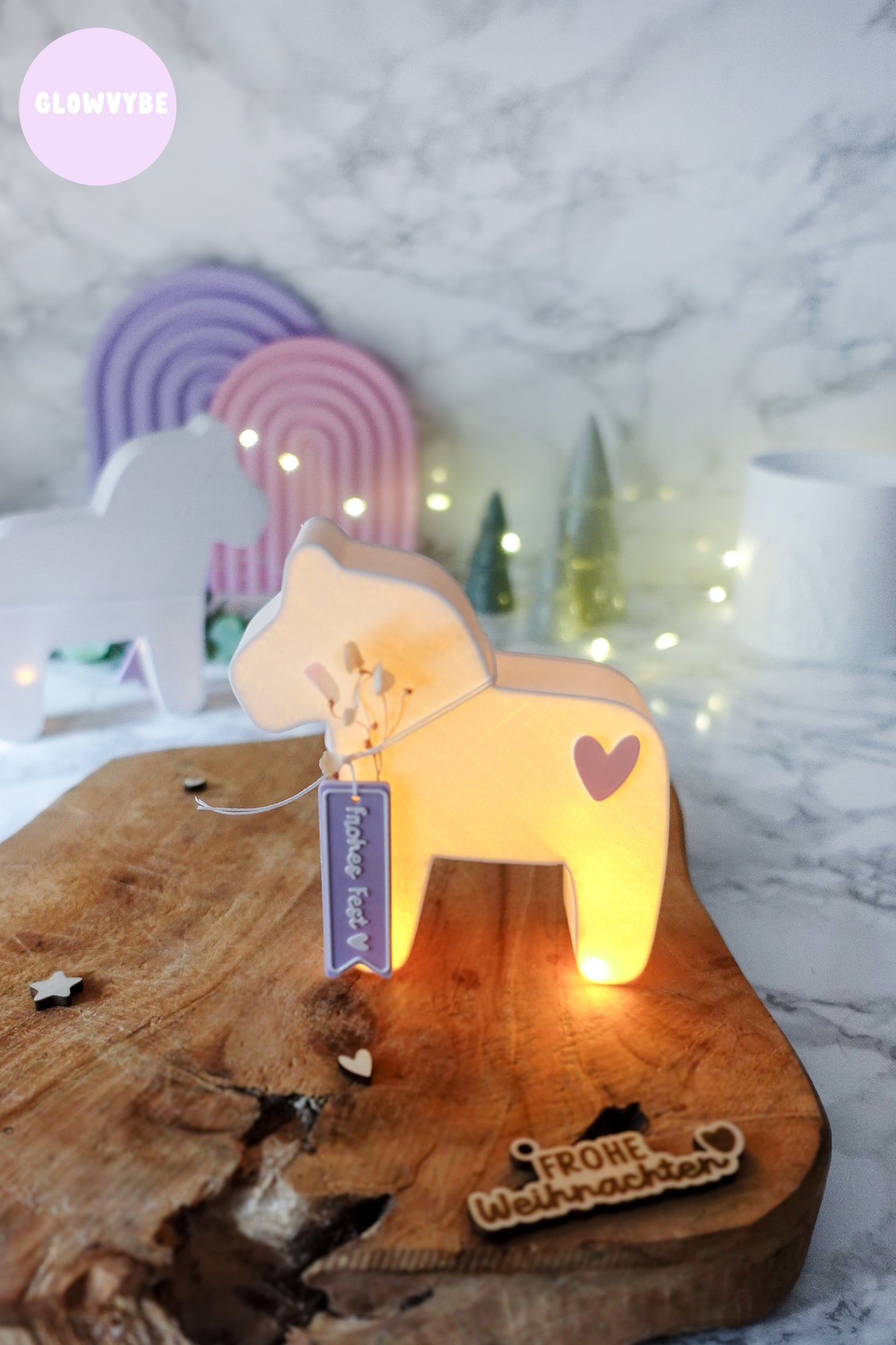 3D Druckdatei Dala Pferd Weihnachten Lichtbox – STL & 3MF mit Herz & Bonus