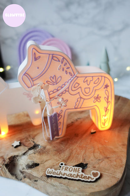 3D Druckdatei Dala Pferd Weihnachten Lichtbox – STL & 3MF mit Muster