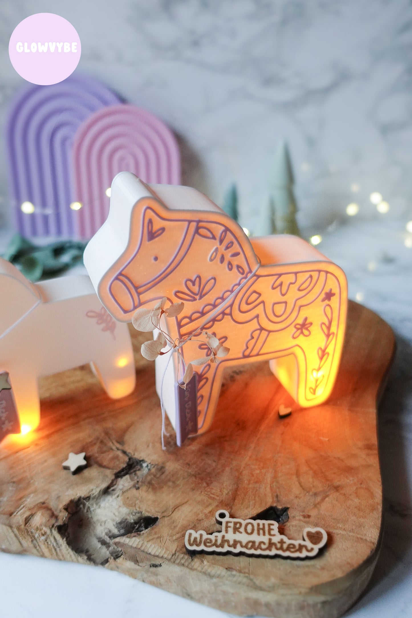 3D Druckdatei Dala Pferd Weihnachten Lichtbox – STL & 3MF mit Muster