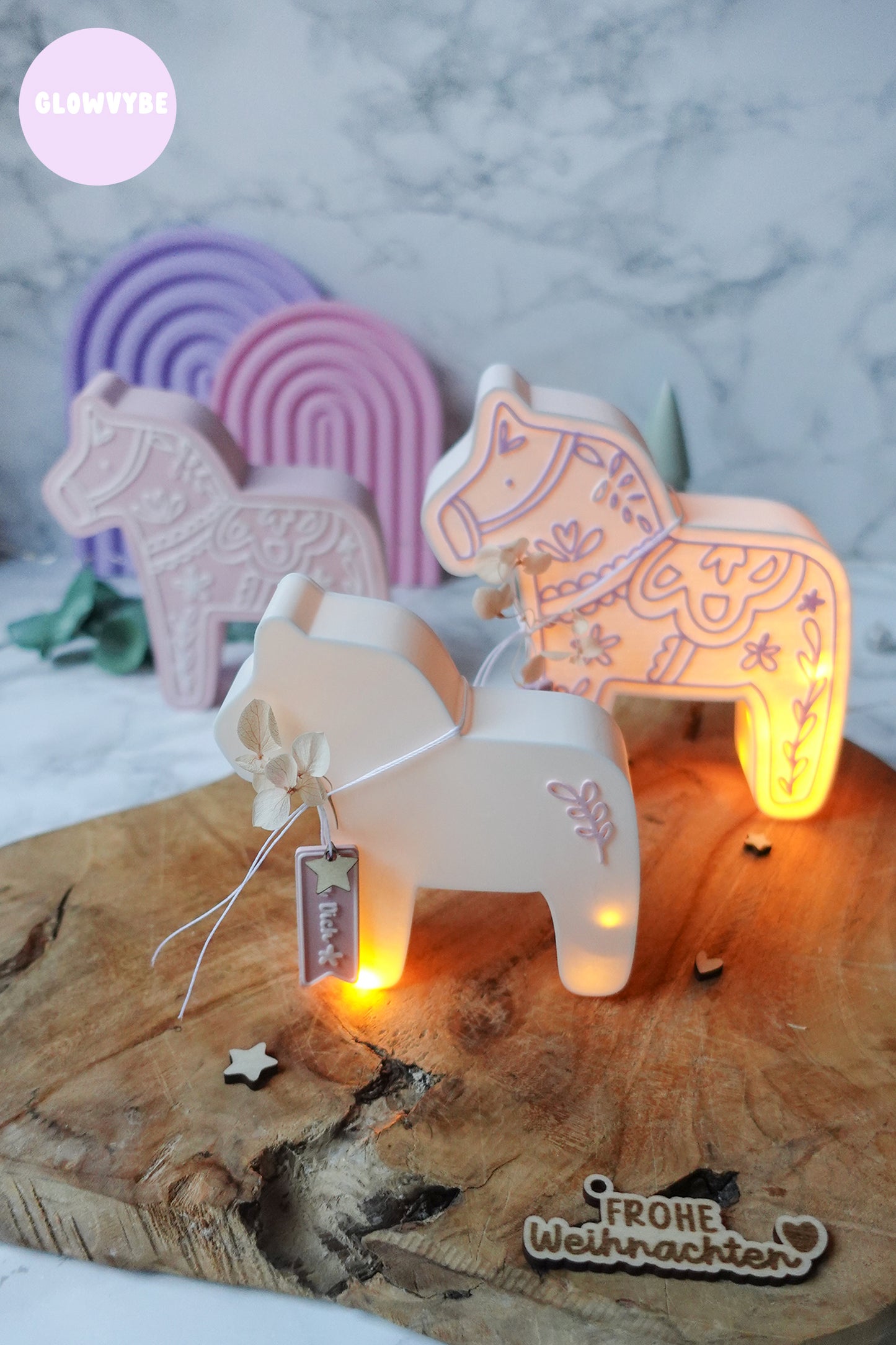 3D Druckdatei Dala Pferd Weihnachten Lichtbox – STL & 3MF mit Muster