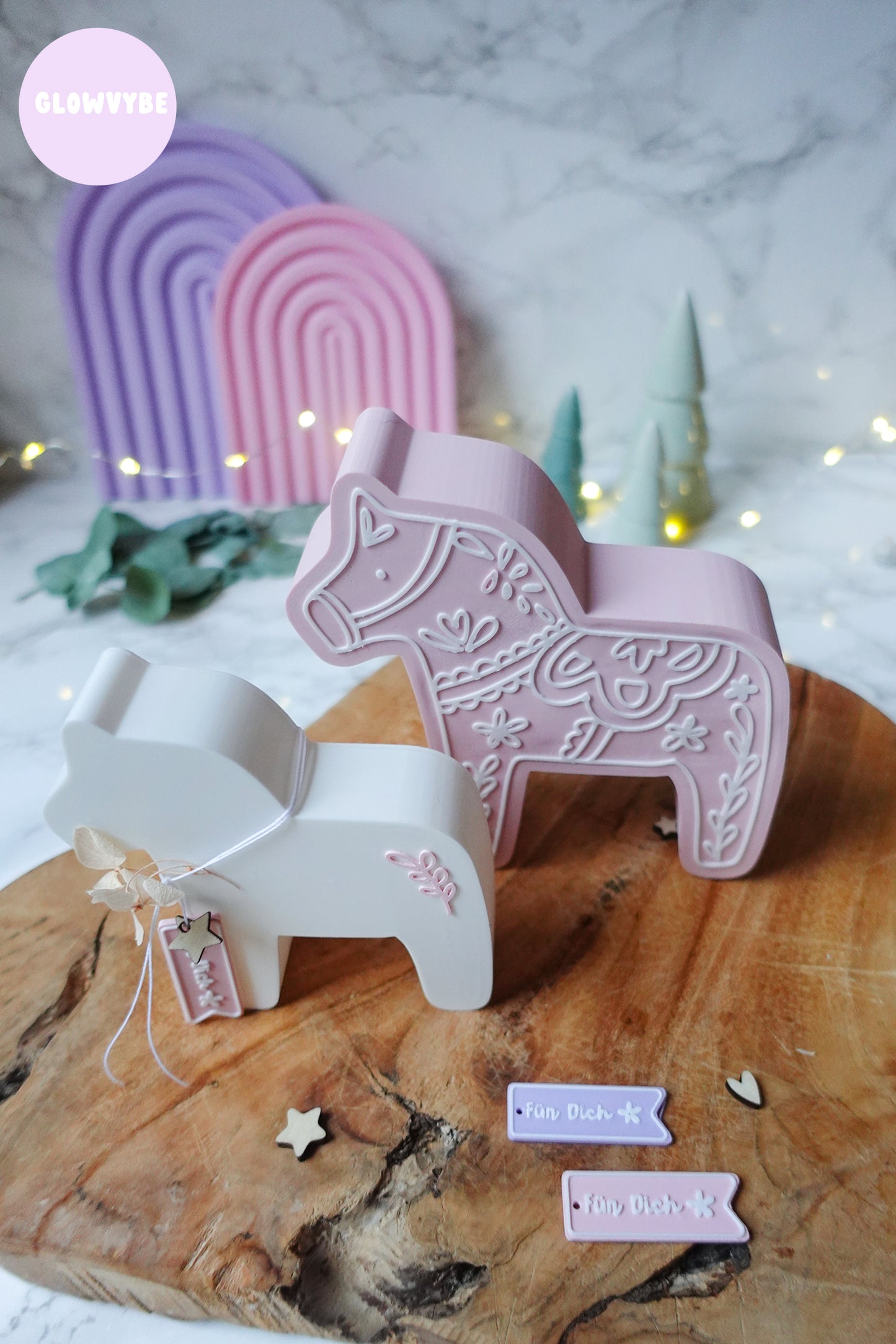 3D Druckdatei Dala Pferd Weihnachten Lichtbox – STL & 3MF mit Muster