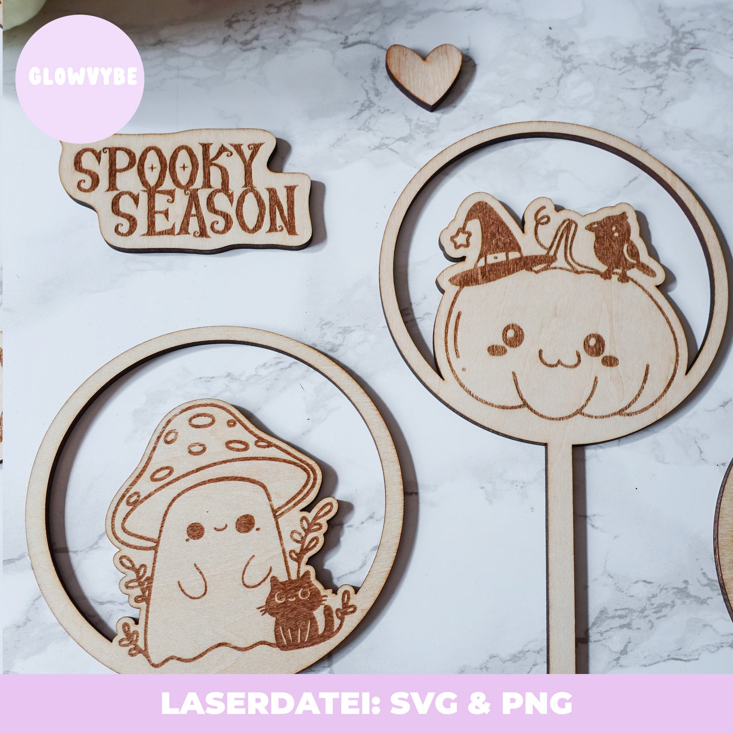 Halloween Laserdatei Bundle – SVG & PNG | Loops, Stecker & Anhänger mit handgemalten Illustrationen