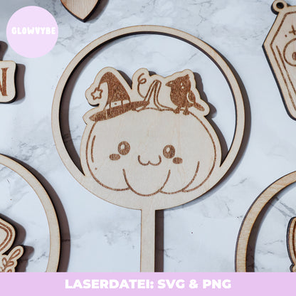 Halloween Laserdatei Bundle – SVG & PNG | Loops, Stecker & Anhänger mit handgemalten Illustrationen