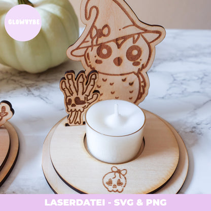 Halloween Teelichthalter Laserdatei – Handgemachte Deko-Idee für dein Gruselambiente