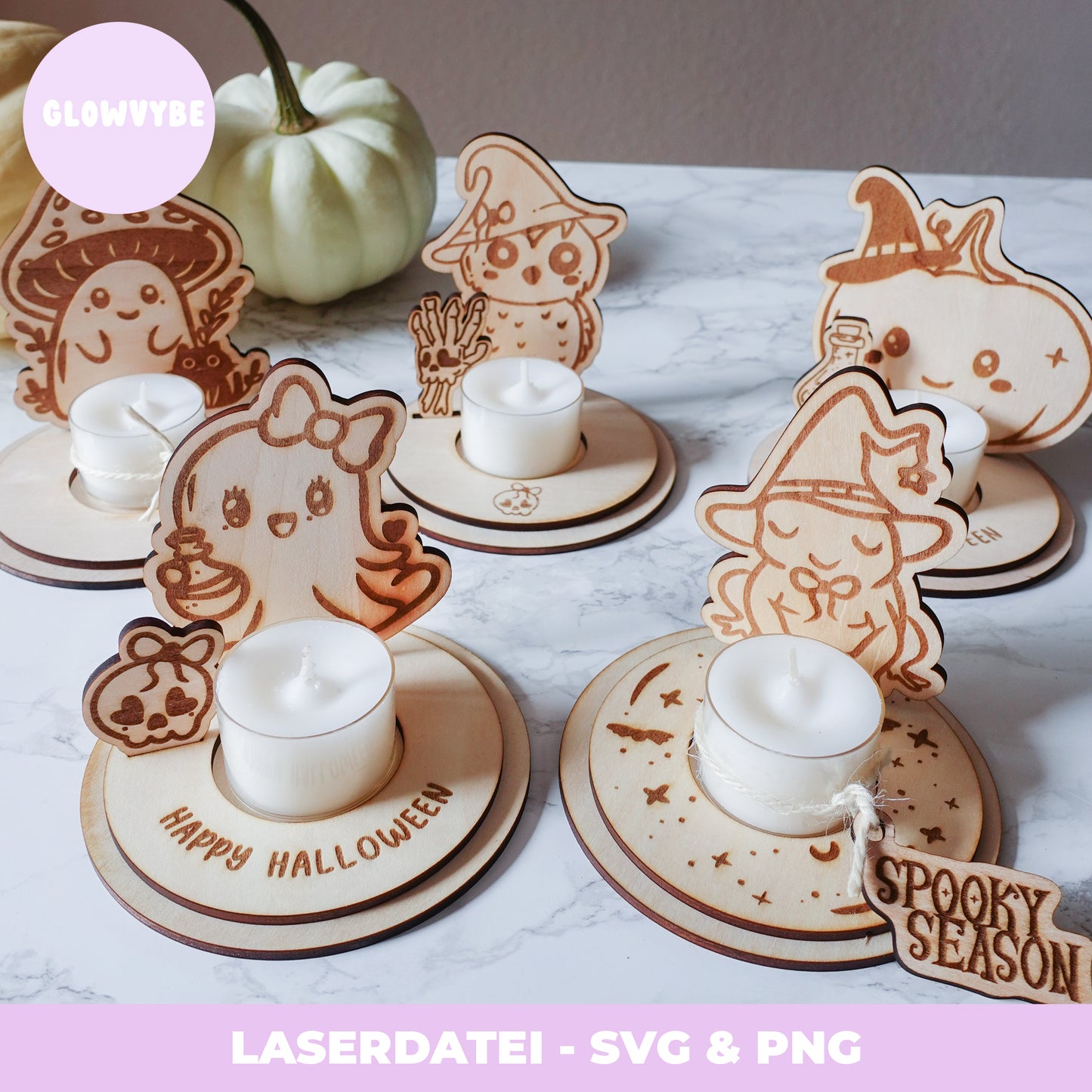 Halloween Teelichthalter Laserdatei – Handgemachte Deko-Idee für dein Gruselambiente