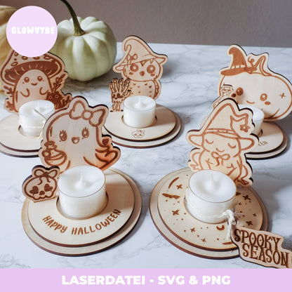 Halloween Teelichthalter Laserdatei – Handgemachte Deko-Idee für dein Gruselambiente