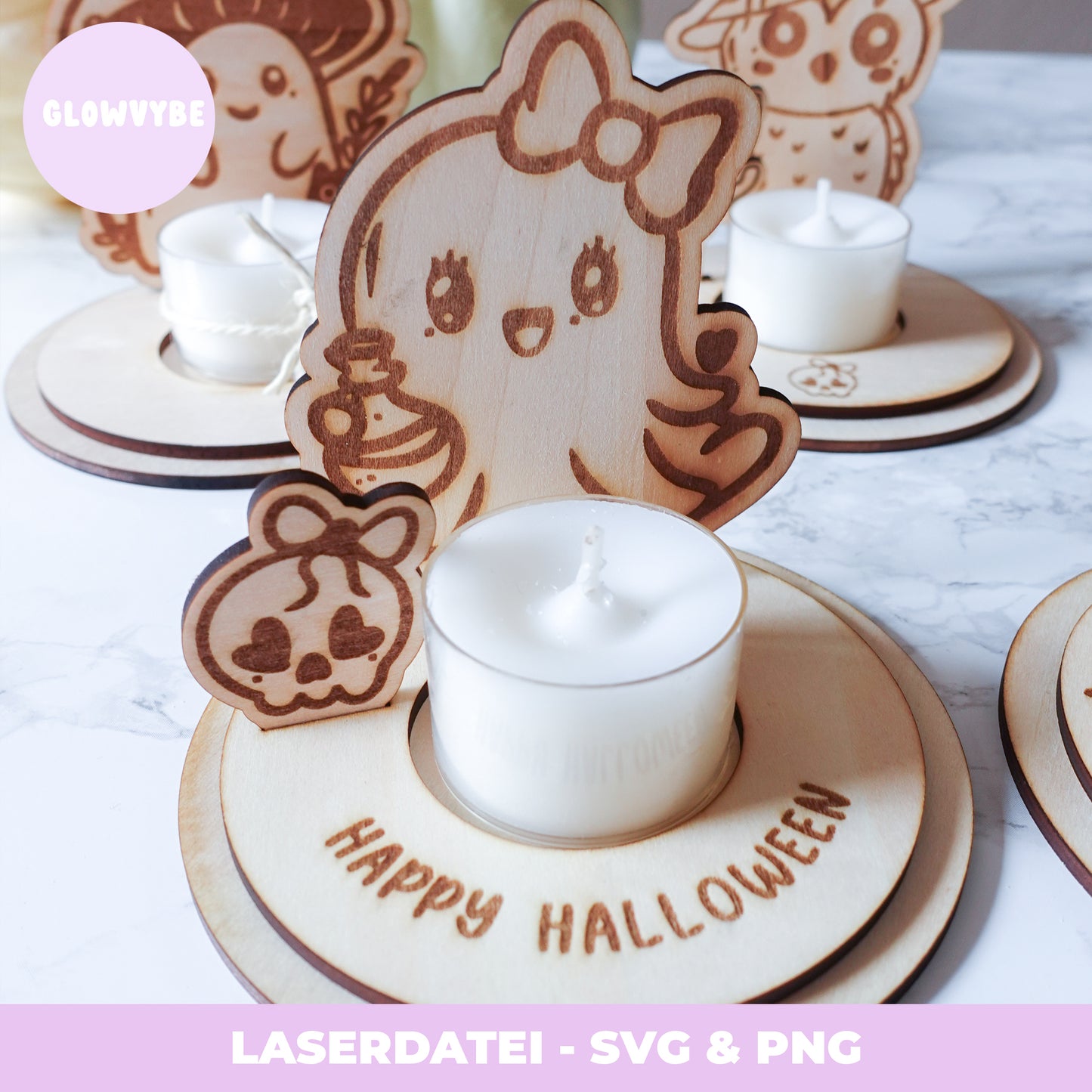 Halloween Teelichthalter Laserdatei – Handgemachte Deko-Idee für dein Gruselambiente