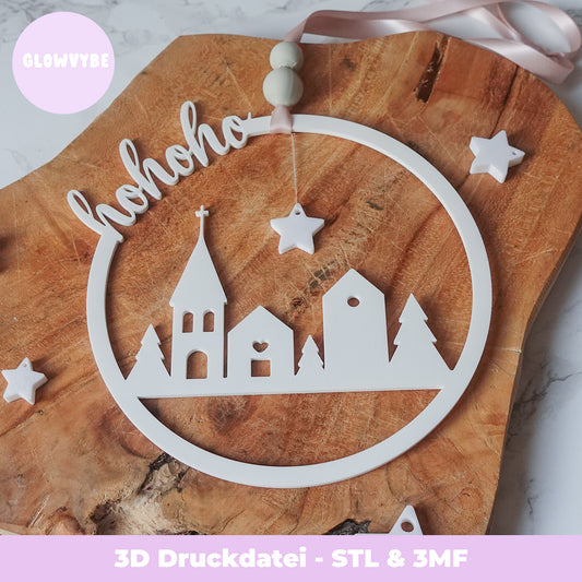 3D Druckdatei Weihnachtskranz „Hohoho“ | STL & 3MF | Festliche Deko zum Selberdrucken
