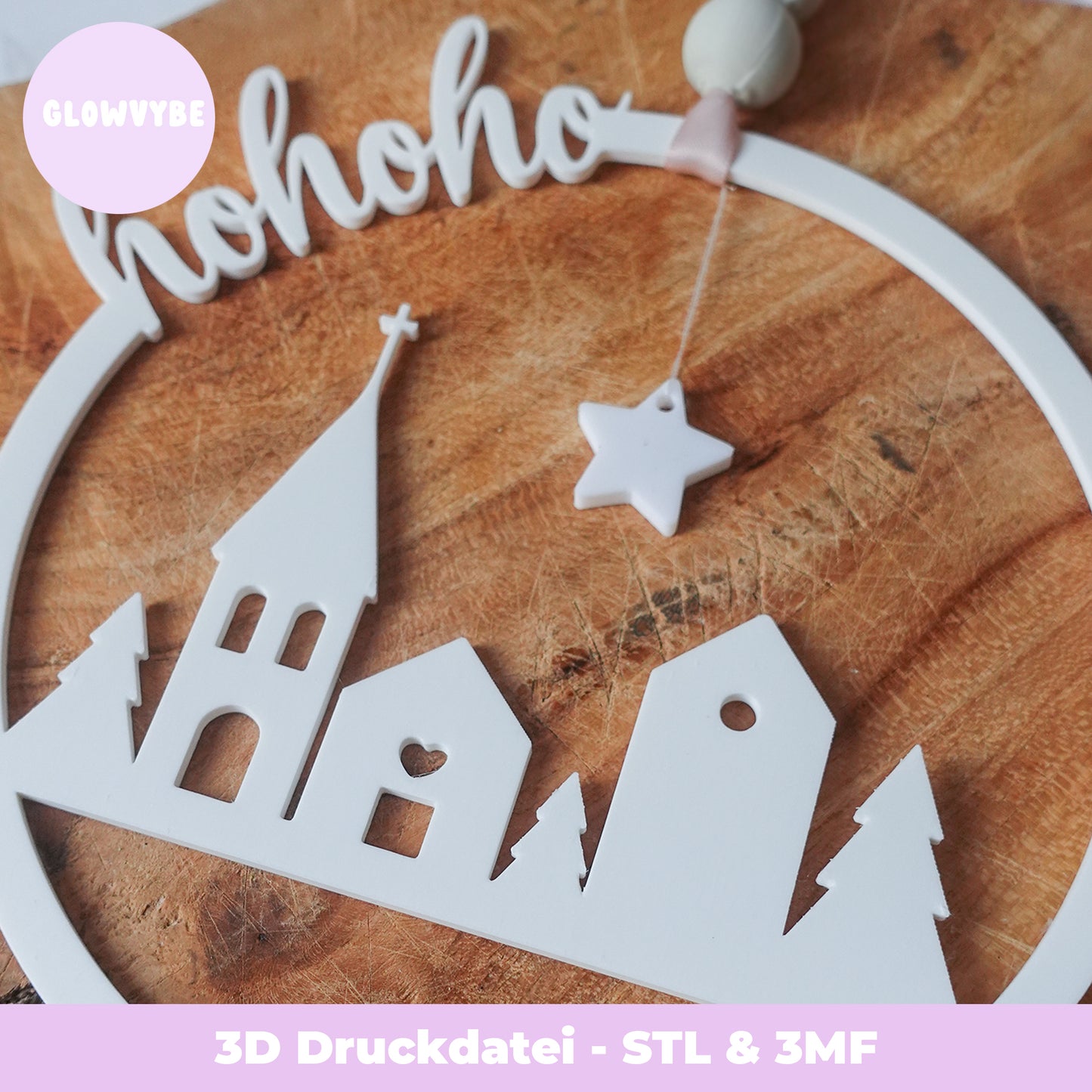 3D Druckdatei Weihnachtskranz „Hohoho“ | STL & 3MF | Festliche Deko zum Selberdrucken
