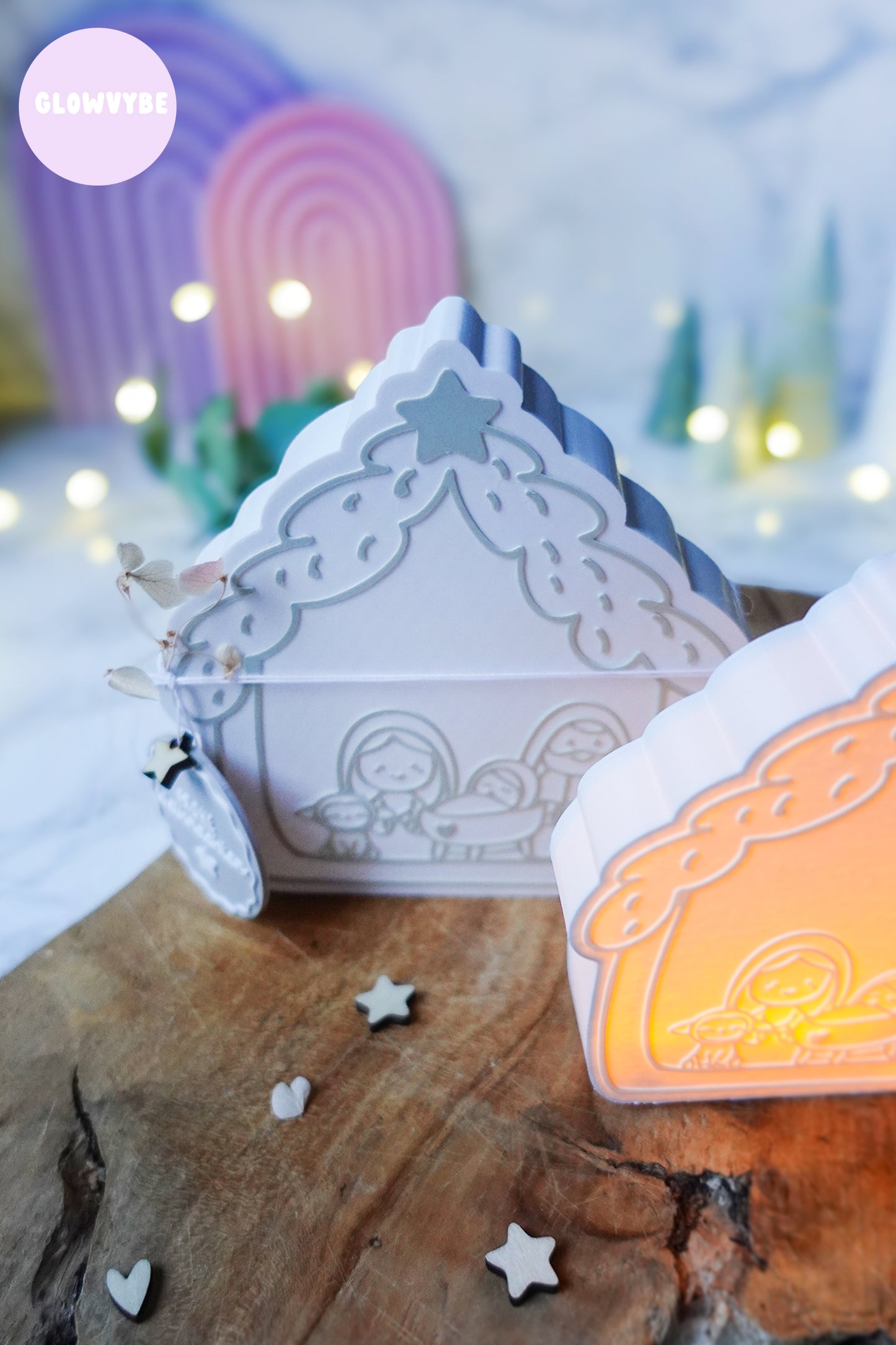 Lightbox „Kleine Stille“ – 3D Druckdatei Weihnachtskrippe mit STL & 3MF + Gratis Anhänger