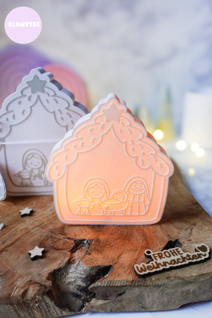 Lightbox „Kleine Stille“ – 3D Druckdatei Weihnachtskrippe mit STL & 3MF + Gratis Anhänger