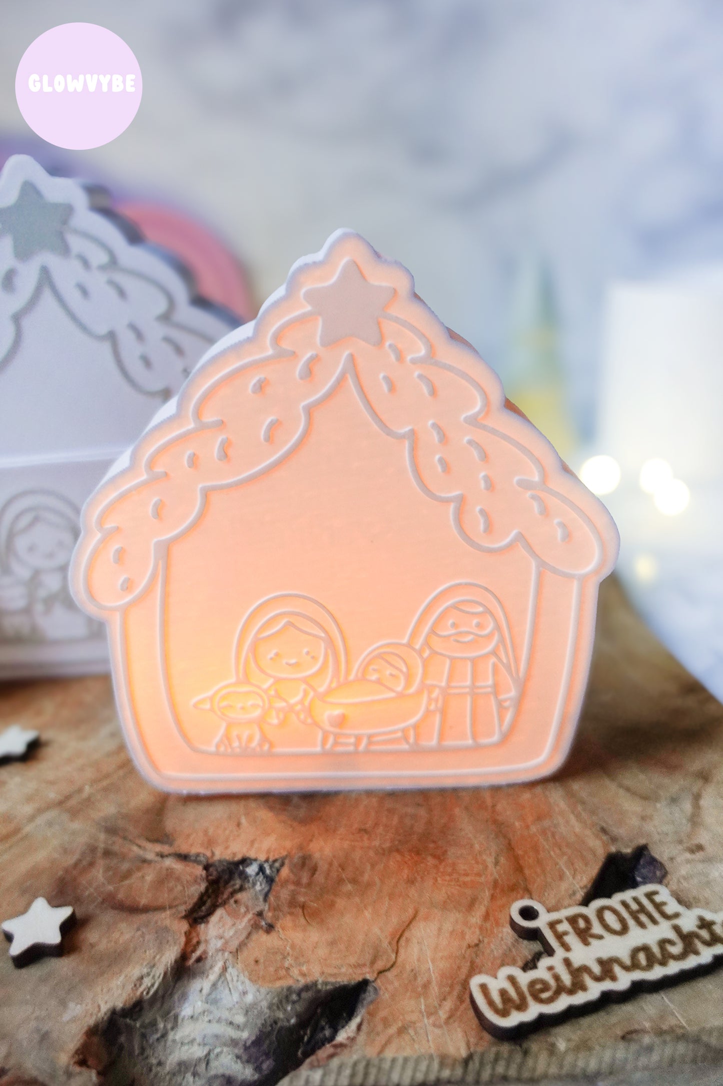 Lightbox „Kleine Stille“ – 3D Druckdatei Weihnachtskrippe mit STL & 3MF + Gratis Anhänger