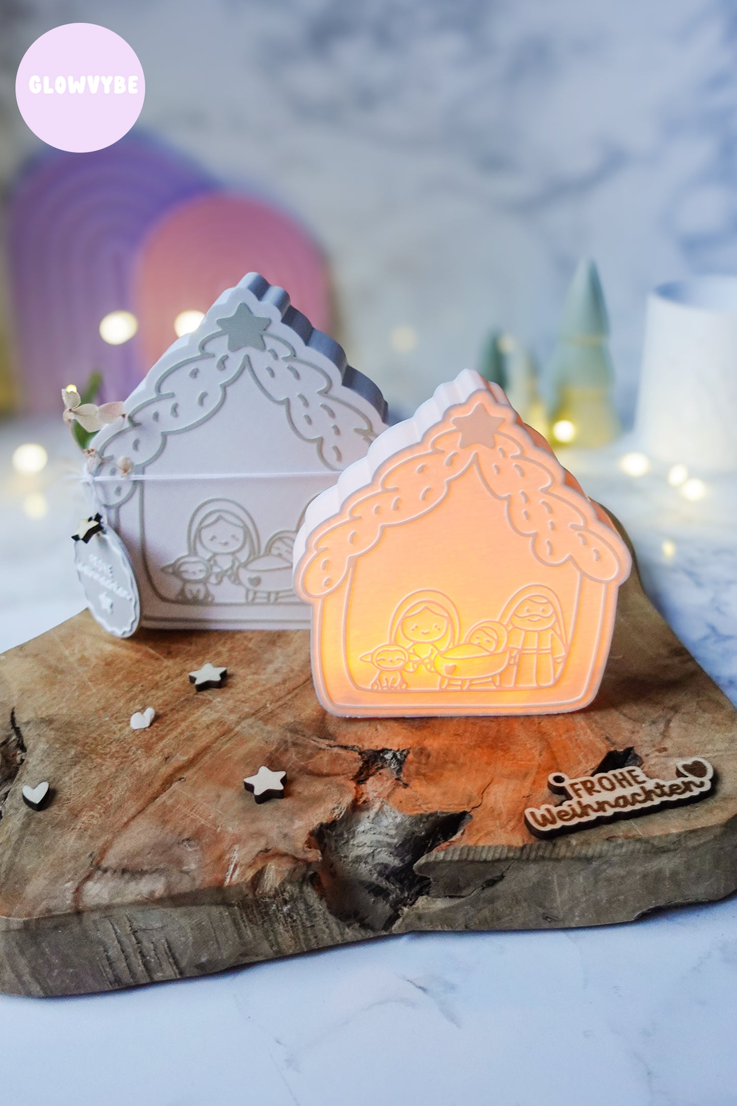 Lightbox „Kleine Stille“ – 3D Druckdatei Weihnachtskrippe mit STL & 3MF + Gratis Anhänger