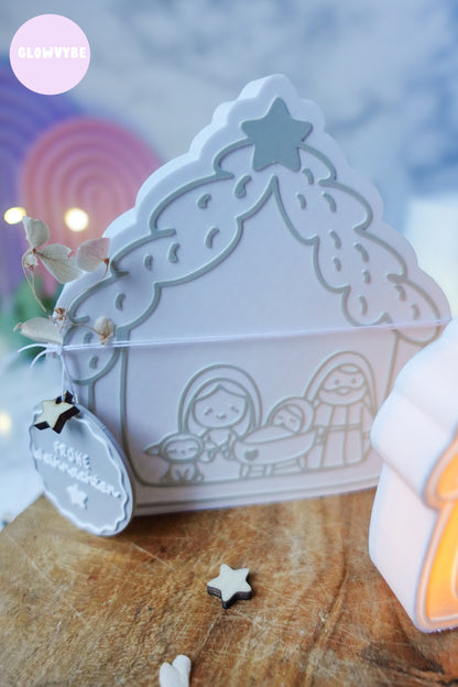 Lightbox „Kleine Stille“ – 3D Druckdatei Weihnachtskrippe mit STL & 3MF + Gratis Anhänger