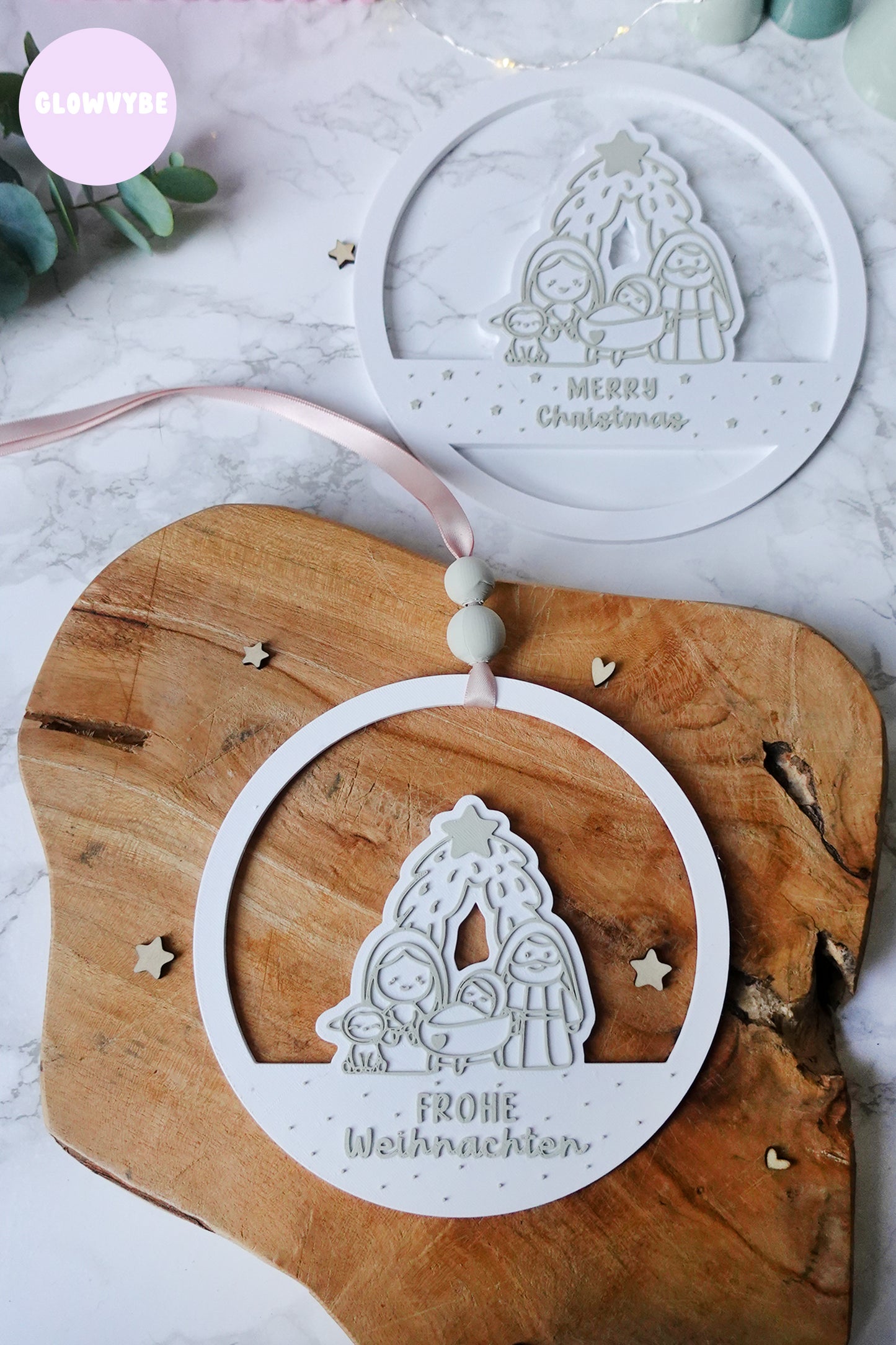 3D Druckdatei STL und 3MF, Frohe Weihnachten Weihnachtskrippe Kranz, Loop, inkl. Gewerbelizenz