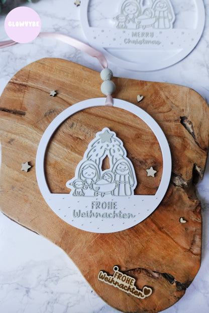 3D Druckdatei STL und 3MF, Frohe Weihnachten Weihnachtskrippe Kranz, Loop, inkl. Gewerbelizenz