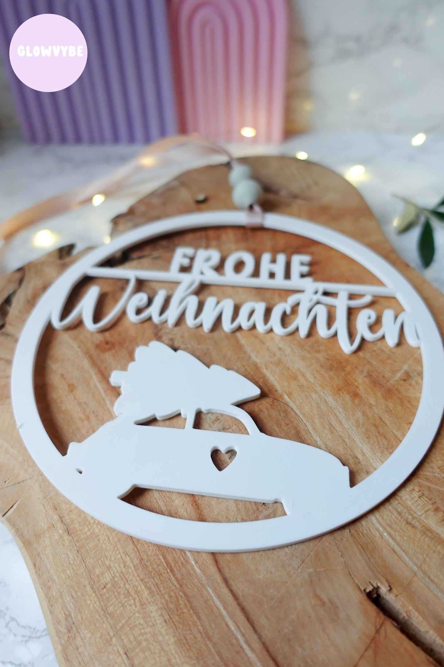 3D Druckdatei Weihnachtskranz Weihnachtsauto | STL & 3MF | Festliche Deko zum Selberdrucken