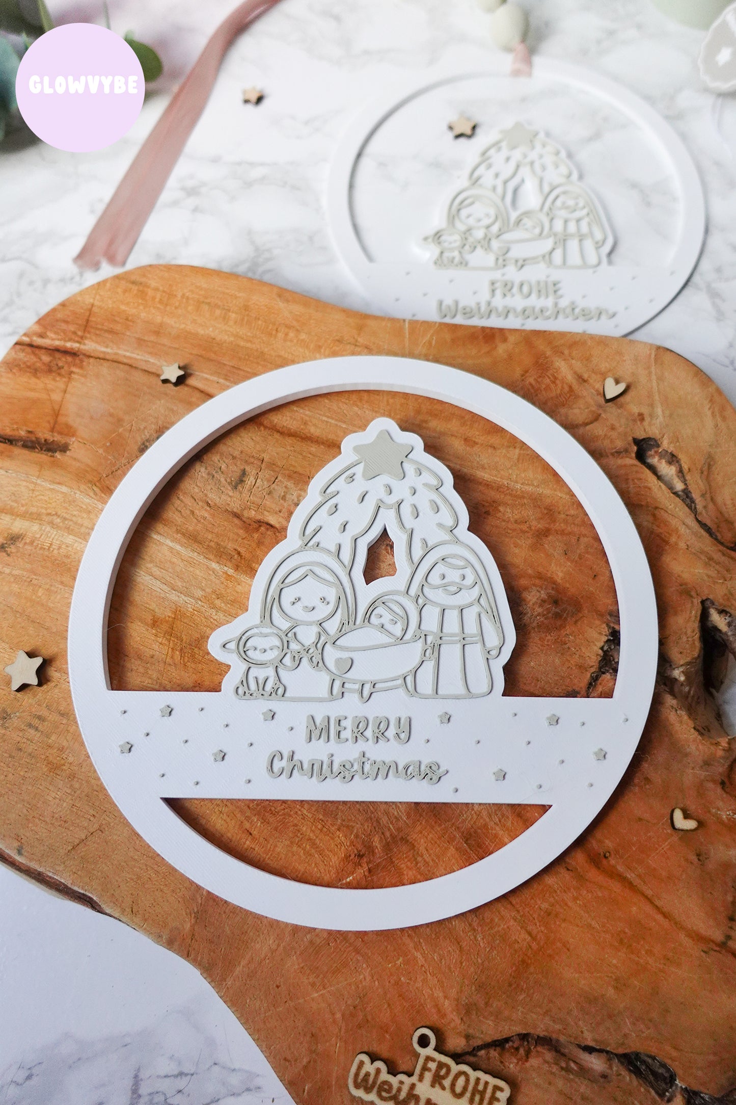 3D Druckdatei STL und 3MF, Frohe Weihnachten Weihnachtskrippe Kranz, Loop, inkl. Gewerbelizenz