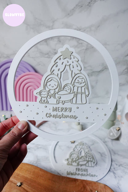 3D Druckdatei STL und 3MF, Frohe Weihnachten Weihnachtskrippe Kranz, Loop, inkl. Gewerbelizenz