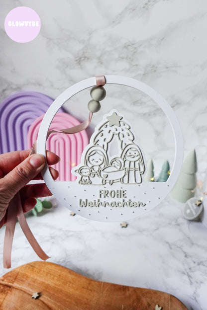 3D Druckdatei STL und 3MF, Frohe Weihnachten Weihnachtskrippe Kranz, Loop, inkl. Gewerbelizenz