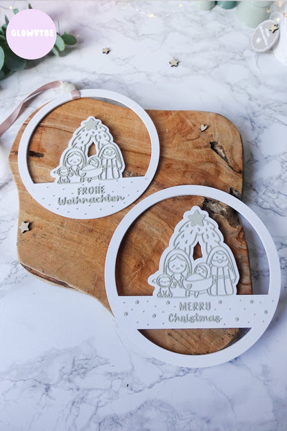 3D Druckdatei STL und 3MF, Frohe Weihnachten Weihnachtskrippe Kranz, Loop, inkl. Gewerbelizenz