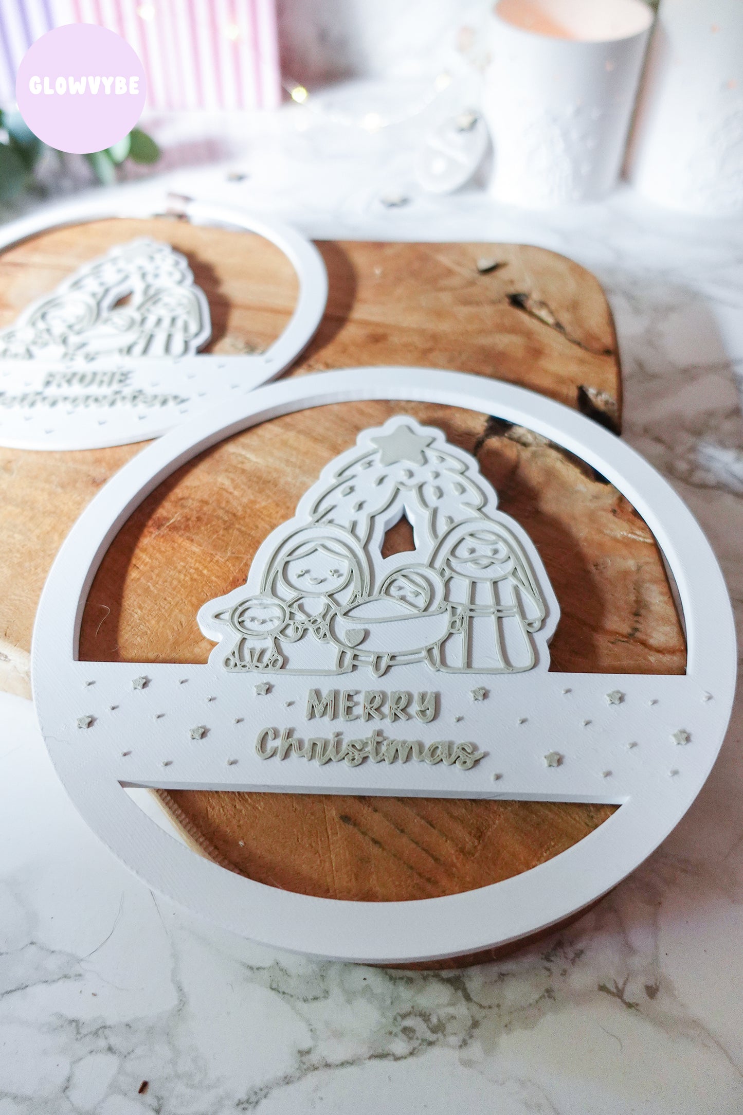 3D Druckdatei STL und 3MF, Frohe Weihnachten Weihnachtskrippe Kranz, Loop, inkl. Gewerbelizenz