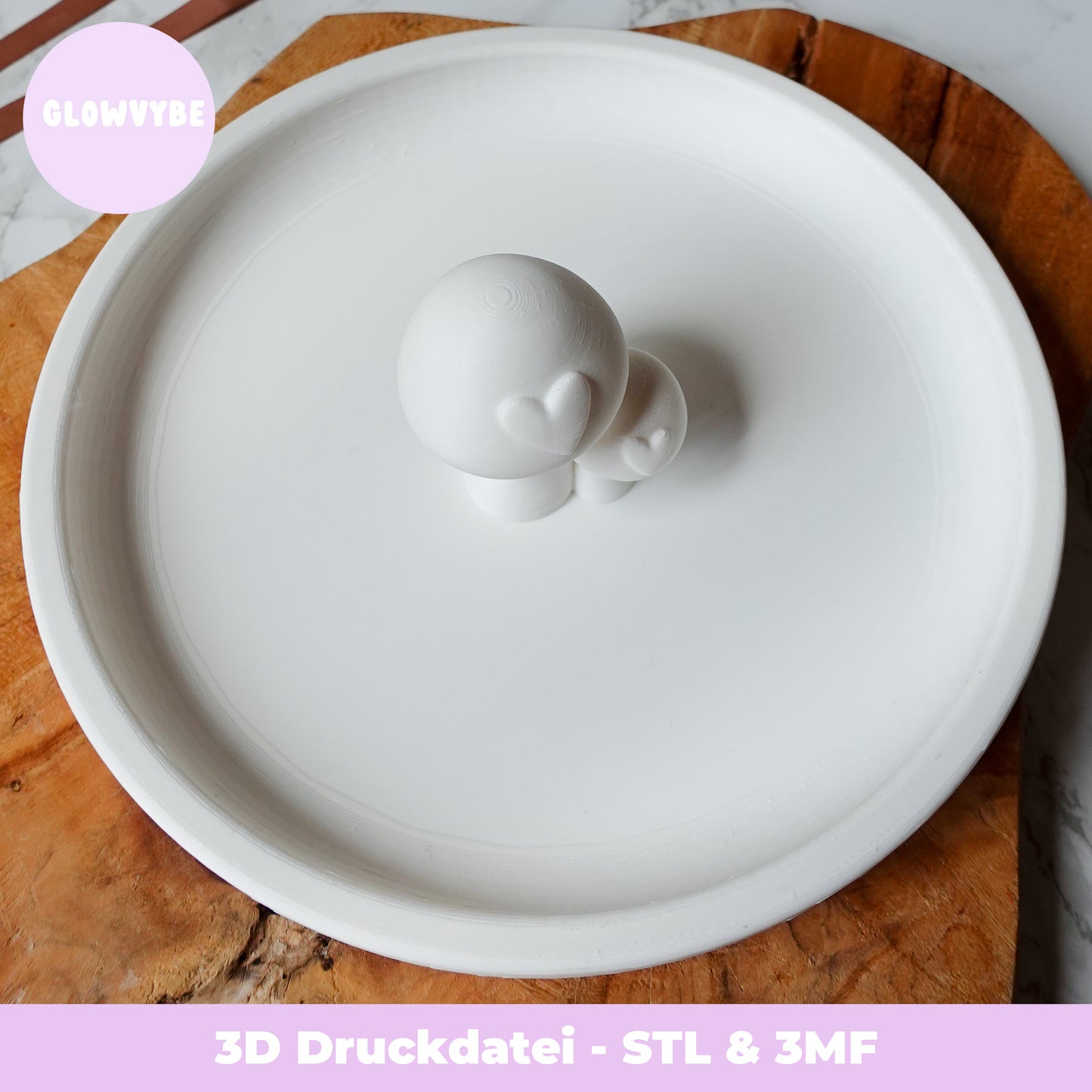 Herbstteller mit Pilzen & Herz – 3D Druckdatei (STL & 3MF)