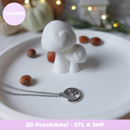 Herbstteller mit Pilzen & Herz – 3D Druckdatei (STL & 3MF)