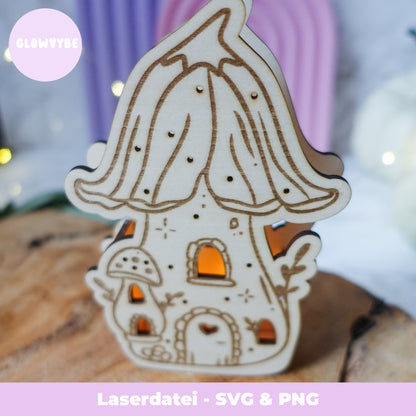 Pilz Lichterhaus – Laserdatei Set (3 Varianten) – SVG & PNG