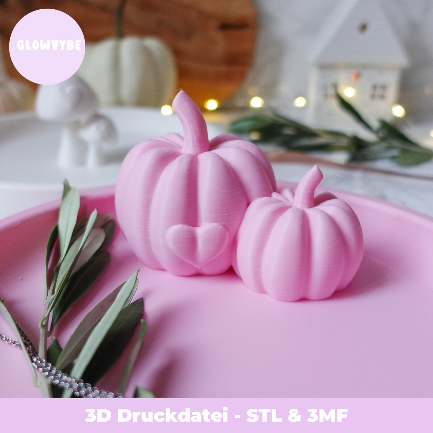 Herbstteller mit Kürbis & Herz – 3D Druckdatei (STL & 3MF)