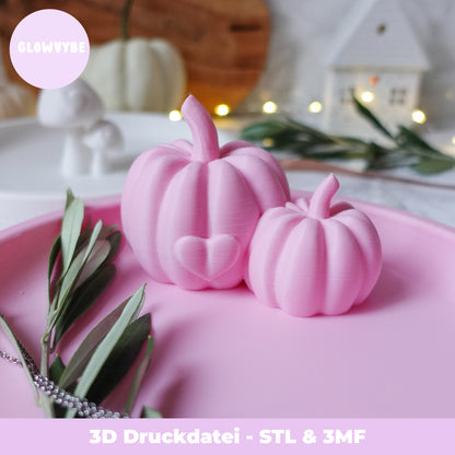 Herbstteller mit Kürbis & Herz – 3D Druckdatei (STL & 3MF)