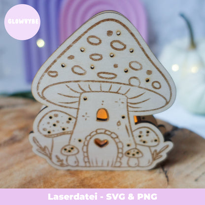 Pilz Lichterhaus – Laserdatei Set (3 Varianten) – SVG & PNG