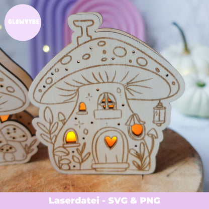 Pilz Lichterhaus – Laserdatei Set (3 Varianten) – SVG & PNG