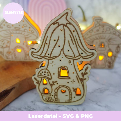 Pilz Lichterhaus – Laserdatei Set (3 Varianten) – SVG & PNG