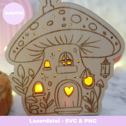 Pilz Lichterhaus – Laserdatei Set (3 Varianten) – SVG & PNG