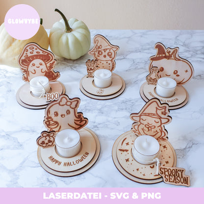 Halloween Teelichthalter Laserdatei – Handgemachte Deko-Idee für dein Gruselambiente