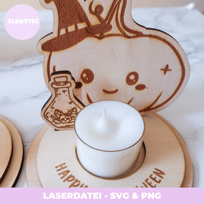 Halloween Teelichthalter Laserdatei – Handgemachte Deko-Idee für dein Gruselambiente