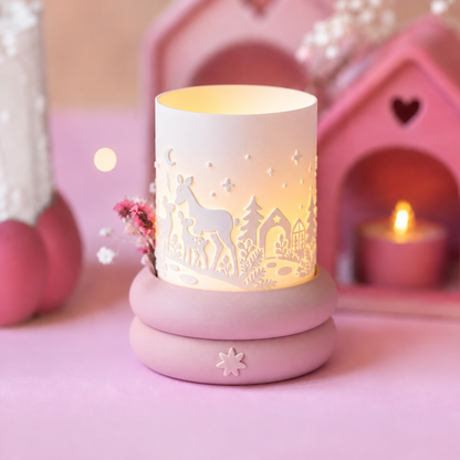 Winter Windlicht mit Rehen – STL & 3MF Datei für den 3D-Druck